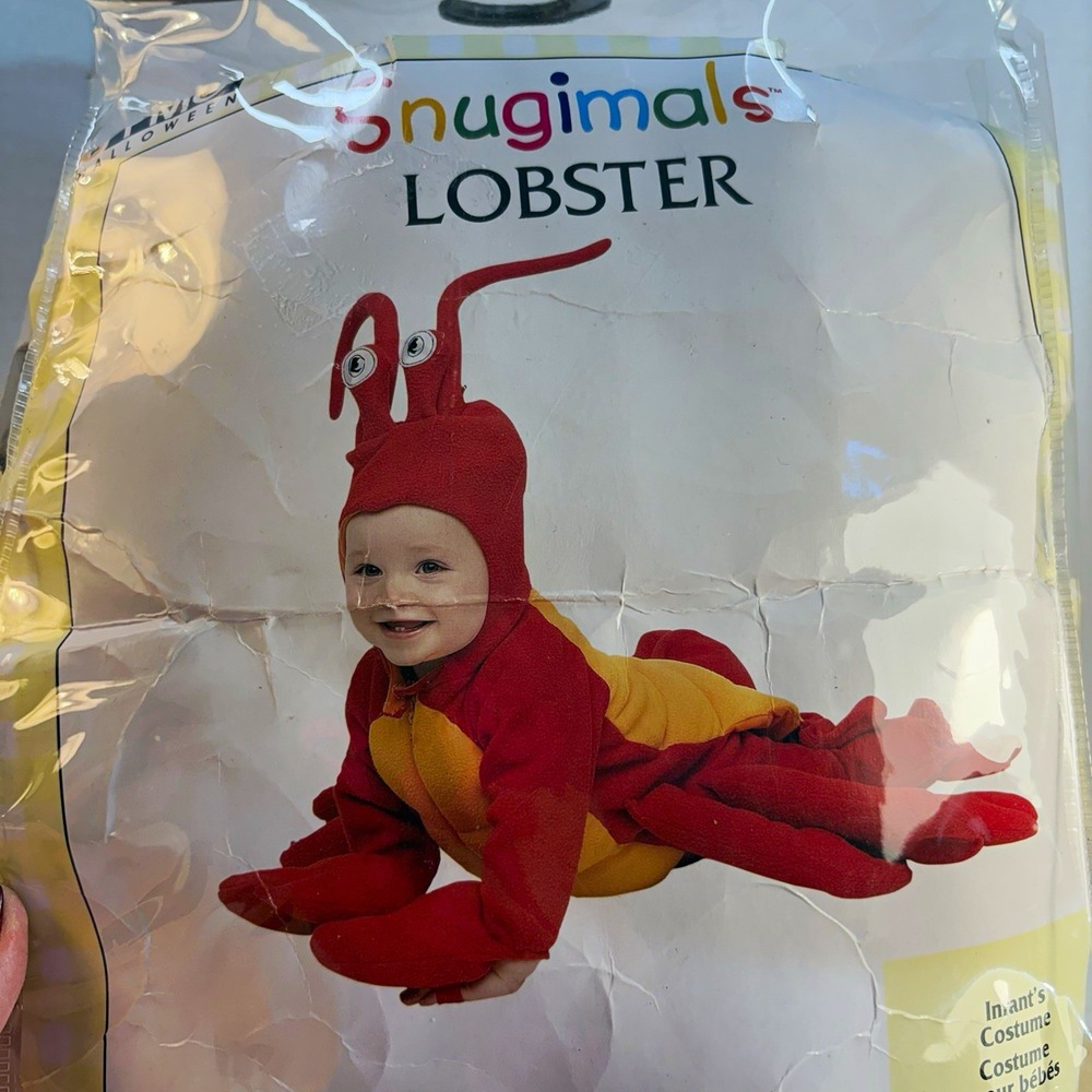 Snugimals Infant Lobster Costume Coverall Padded 12-18 Months Red Yellow